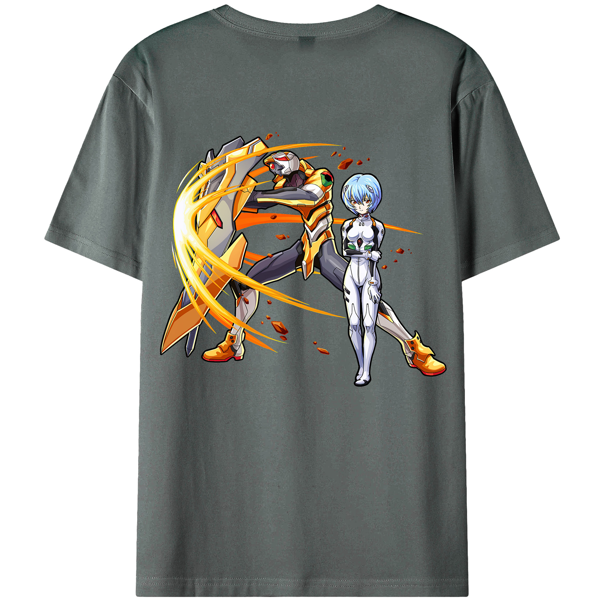 （画像用） EVA 新世紀エヴァンゲリオン 綿100％ メンズ半袖Tシャツ（バックプリント） 通気性